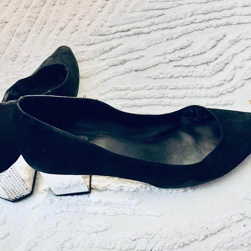 MICHAEL Michael Kors Black Heels with Silver Block
